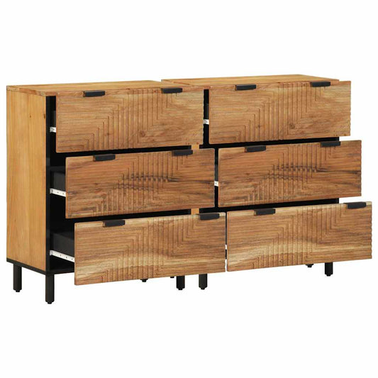 Sideboard 2 pcs Braun 60 x 33 x 75 cm Massivholz Akazie