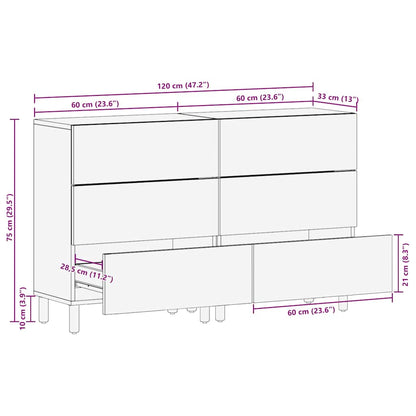 Sideboard 2 pcs Braun 60 x 33 x 75 cm Massivholz Akazie