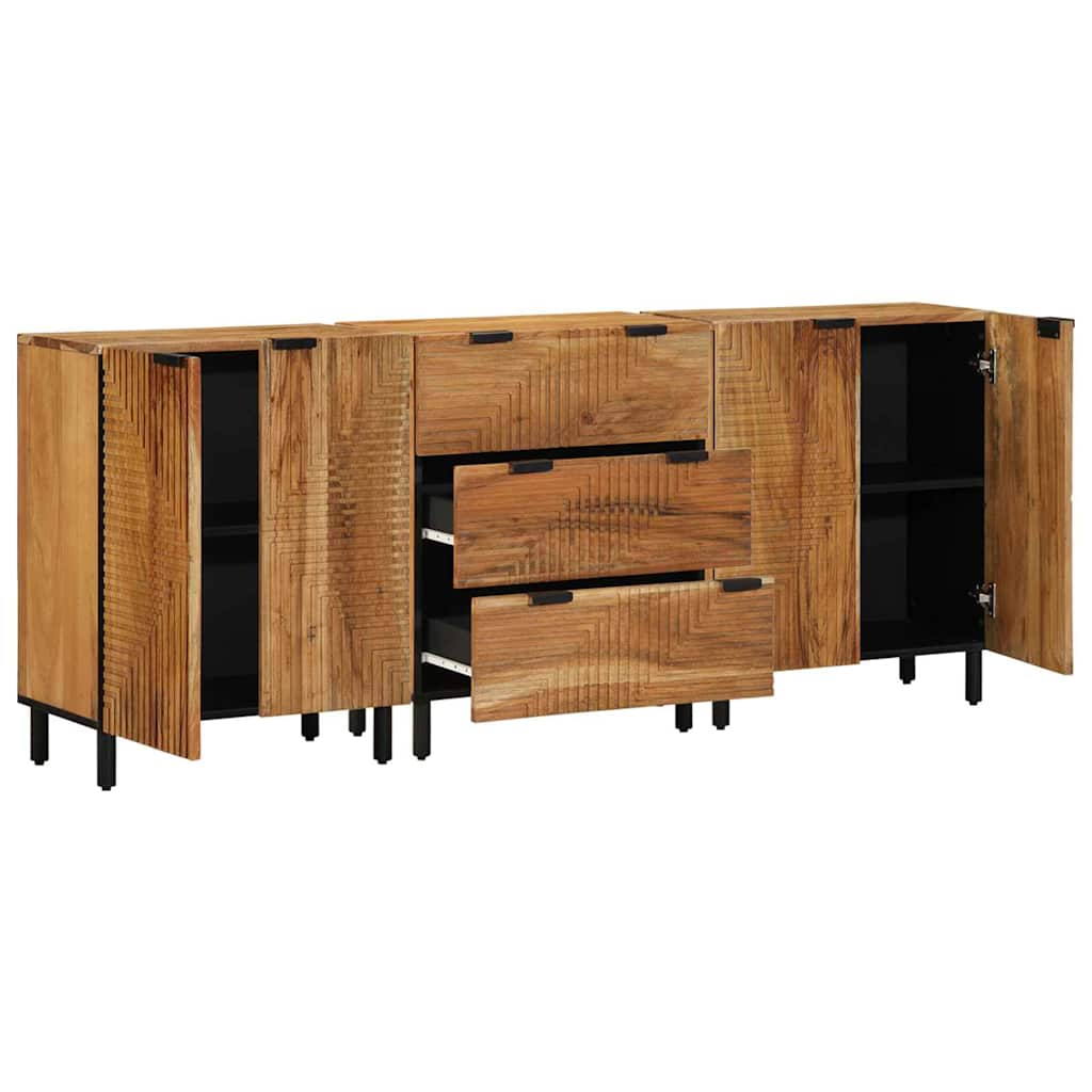 Sideboard 3 pcs Braun 60 x 33 x 75 cm Massivholz Akazie