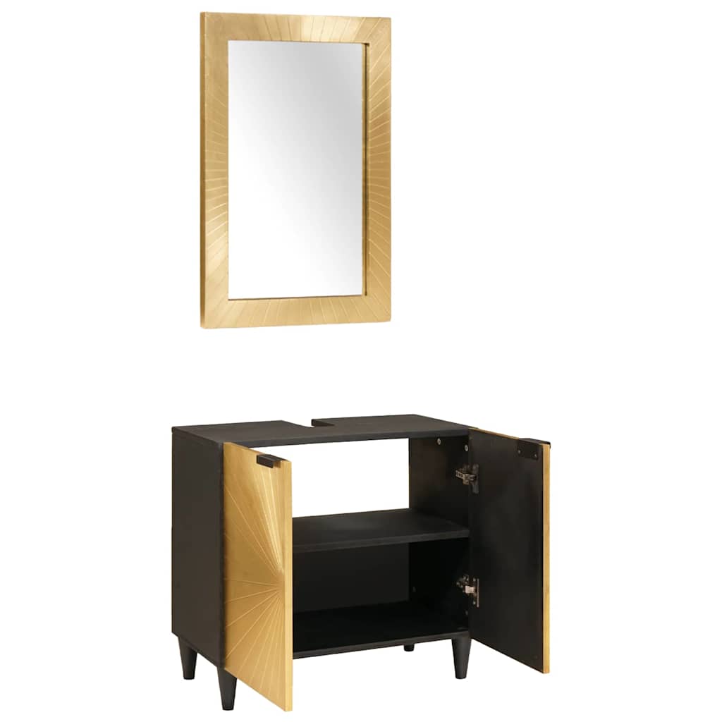 Badezimmermöbel-Sets 2 pcs Schwarz und Gold 62 x 33 x 58 cm