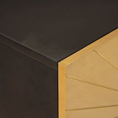 Badezimmermöbel-Sets 4 pcs Schwarz und Gold massives Mangoholz