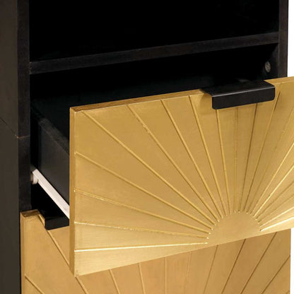 Badezimmermöbel-Sets 4 pcs Schwarz und Gold massives Mangoholz