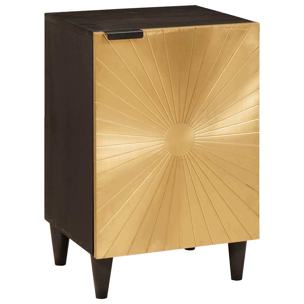 Badezimmermöbel-Sets 4 pcs Schwarz und Gold massives Mangoholz