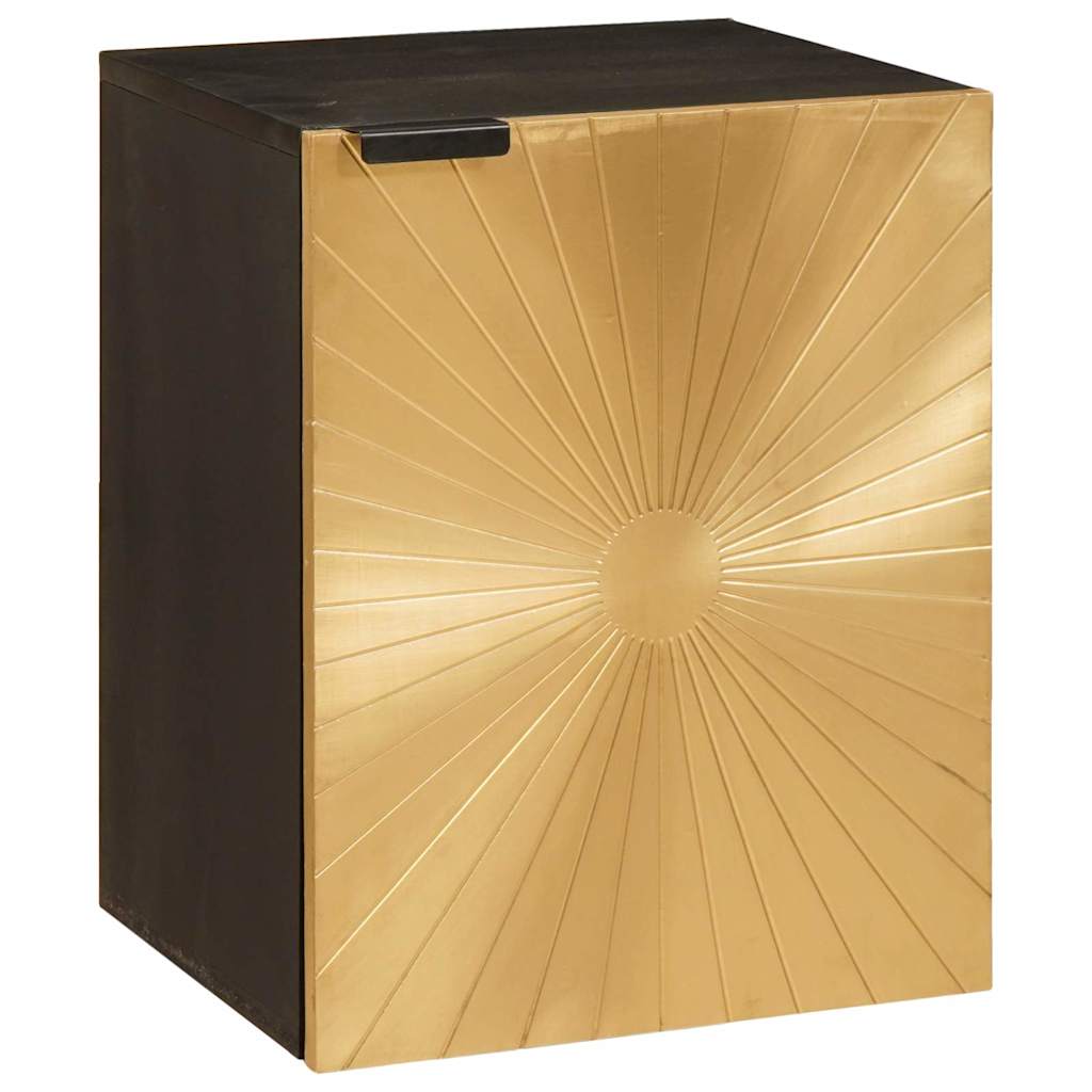 Badezimmermöbel-Sets 5 pcs Schwarz und Gold massives Mangoholz