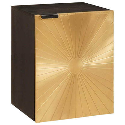 Badezimmermöbel-Sets 5 pcs Schwarz und Gold massives Mangoholz