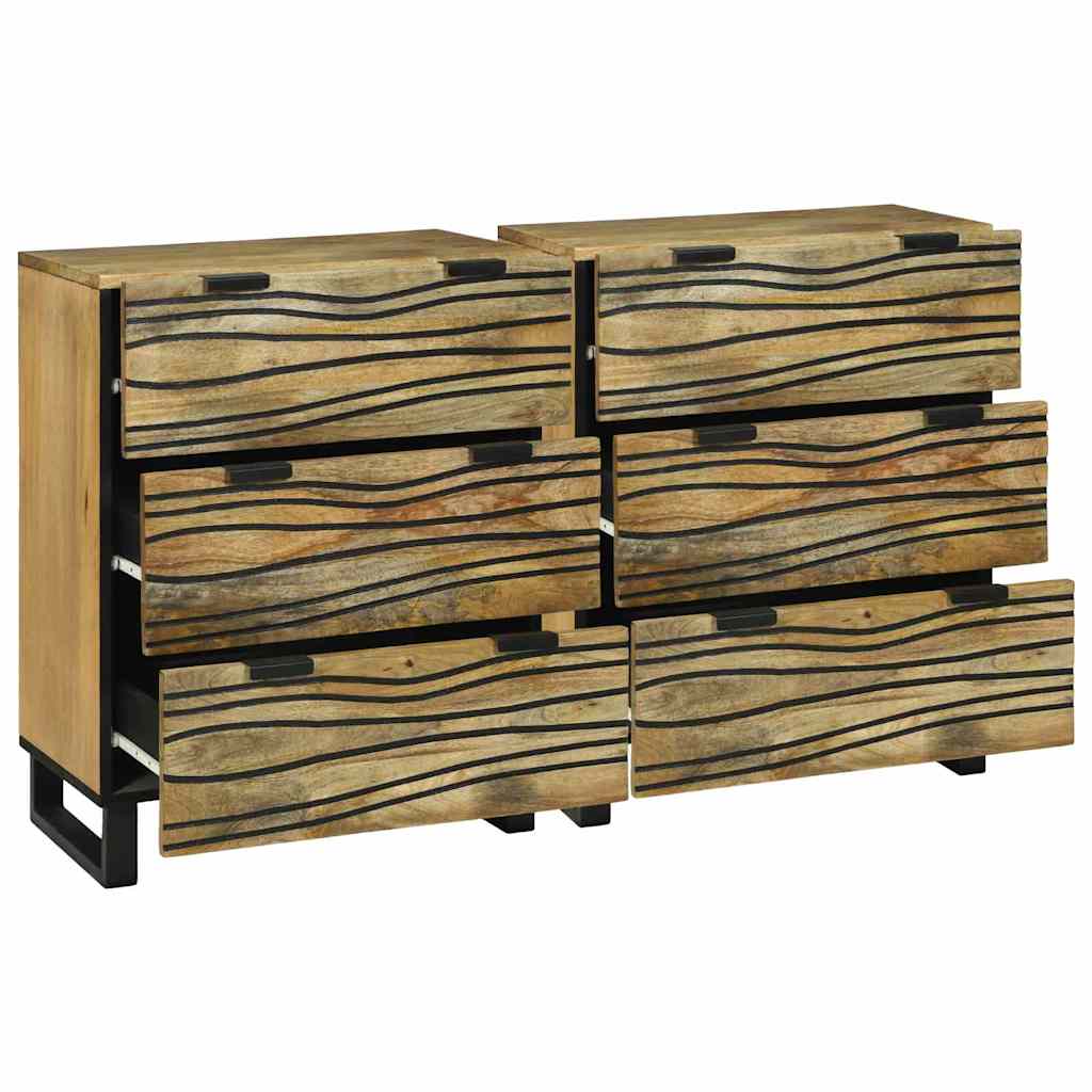 Sideboards 2 pcs Braun 60 x 33.5 x 75 cm massives Mangoholz