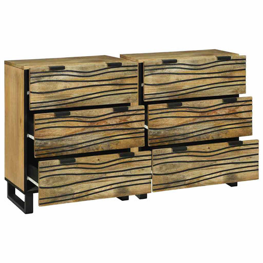 Sideboards 2 pcs Braun 60 x 33.5 x 75 cm massives Mangoholz