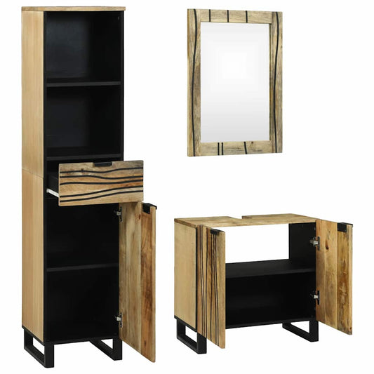 Badezimmermöbel Set mit Schubladen 3 pcs Braun 38 x 33 x 160 cm