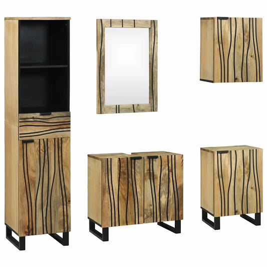 Badezimmermöbel Set mit Schubladen 5 pcs Braun 38 x 33 x 160 cm