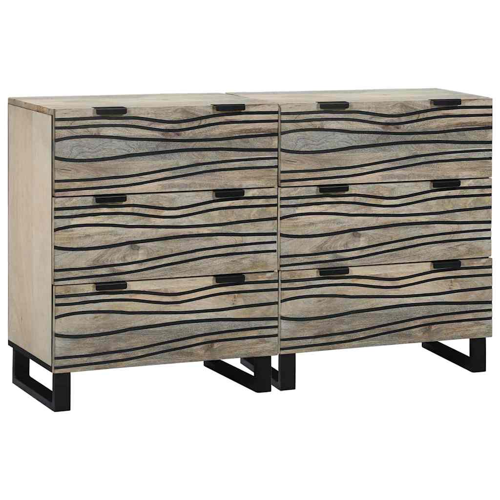 Sideboards 2 pcs Weiß 60 x 33.5 x 75 cm massives Mangoholz