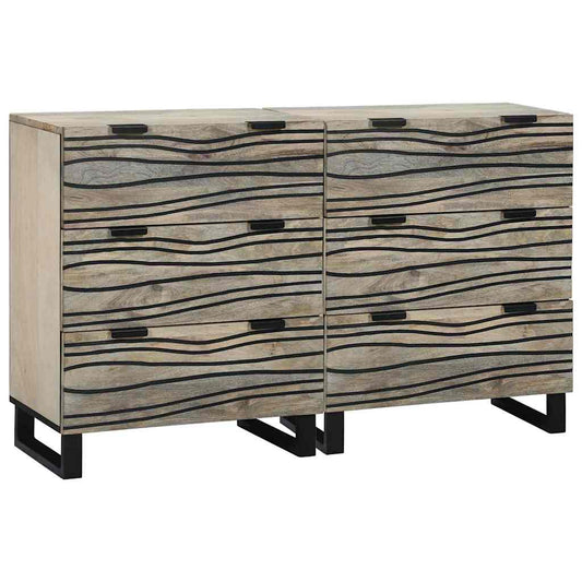 Sideboards 2 pcs Weiß 60 x 33.5 x 75 cm massives Mangoholz