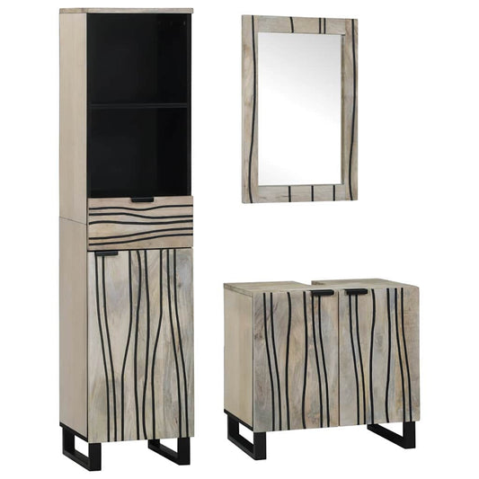 Badezimmermöbel Set mit Schubladen 3 pcs Weiß 38 x 33 x 160 cm