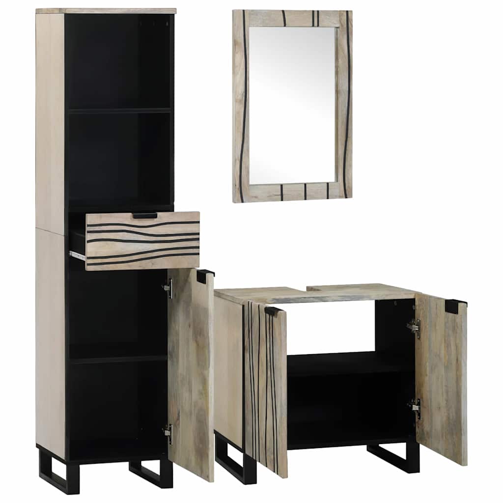 Badezimmermöbel Set mit Schubladen 3 pcs Weiß 38 x 33 x 160 cm