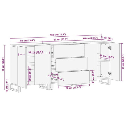 Badezimmermöbel Set mit Schubladen 3 pcs Braun 180 x 33 x 75 cm