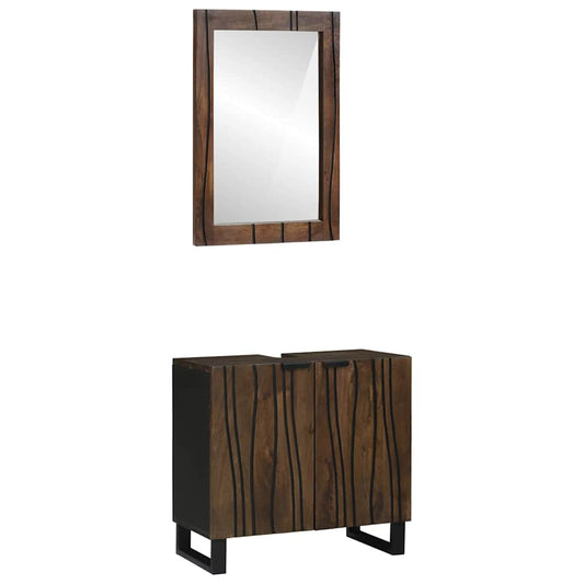 Badezimmermöbel Set mit Tür 2 pcs Walnuss Braun 62 x 33 x 58 cm