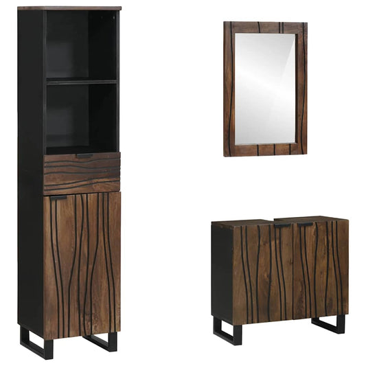 Badezimmermöbel Set mit Tür 3 pcs Walnussbraun 38 x 33 x 160 cm