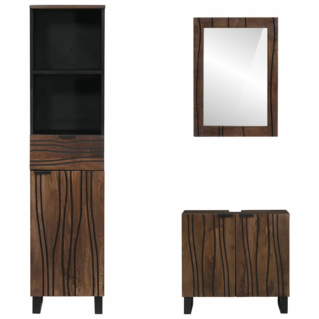 Badezimmermöbel Set mit Tür 3 pcs Walnussbraun 38 x 33 x 160 cm