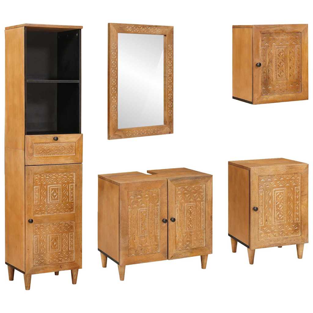 Badezimmermöbel Set mit Schubladen 5 pcs Braun 38 x 33 x 160 cm
