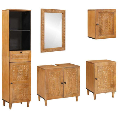 Badezimmermöbel Set mit Schubladen 5 pcs Braun 38 x 33 x 160 cm