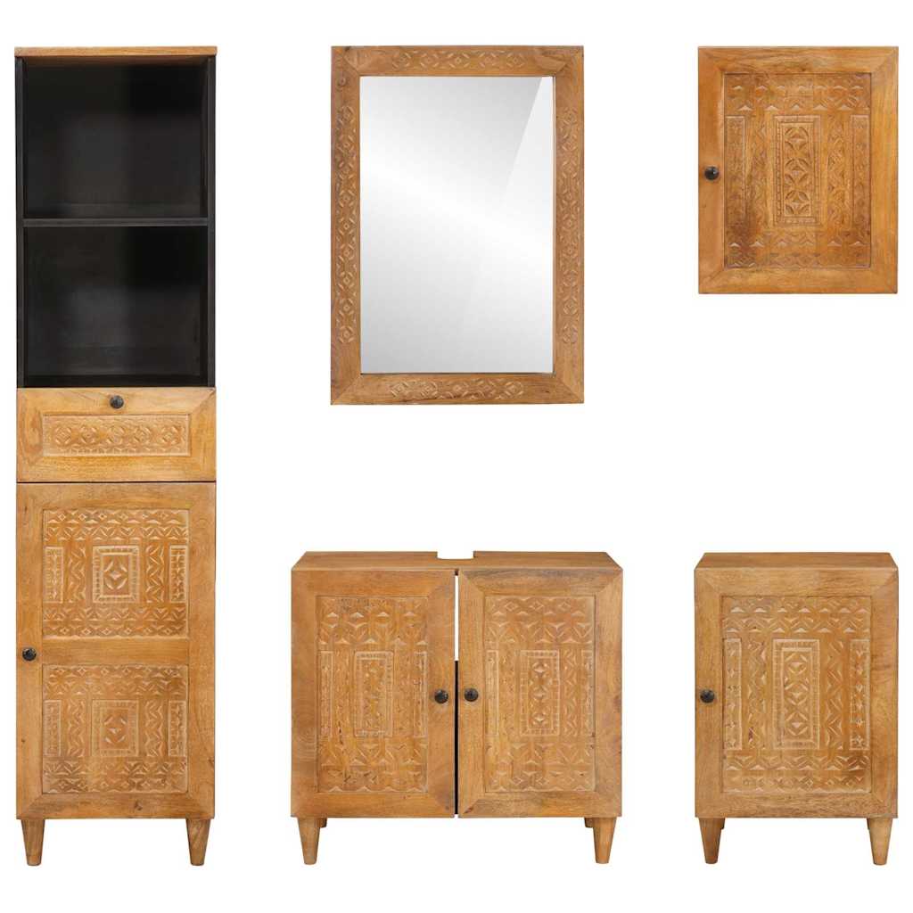 Badezimmermöbel Set mit Schubladen 5 pcs Braun 38 x 33 x 160 cm