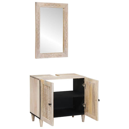 Badezimmermöbel Set 2 pcs Weiß 62 x 33 x 58 cm Massivholz Mango