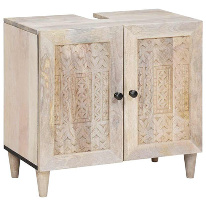 Badezimmermöbel Set 2 pcs Weiß 62 x 33 x 58 cm Massivholz Mango