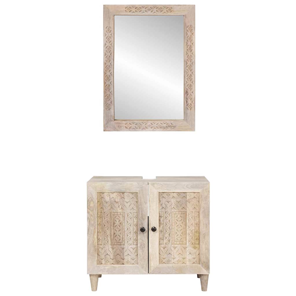 Badezimmermöbel Set 2 pcs Weiß 62 x 33 x 58 cm Massivholz Mango
