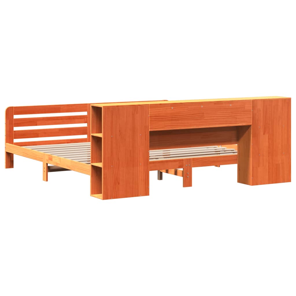 Massivholzbett ohne Matratze Wachsbraun 200x200 Kiefernholz