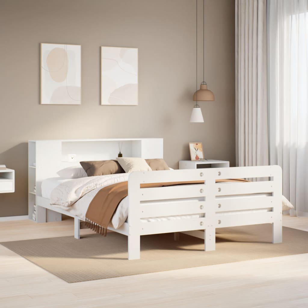 Massivholzbett ohne Matratze Weiß 120x190 cm Kiefernholz