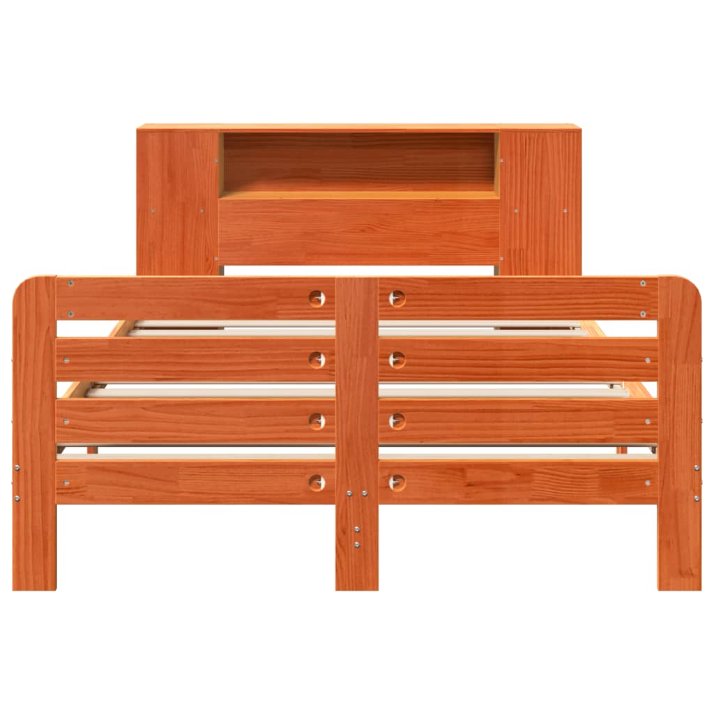 Massivholzbett ohne Matratze Wachsbraun 140x190 cm Kiefernholz