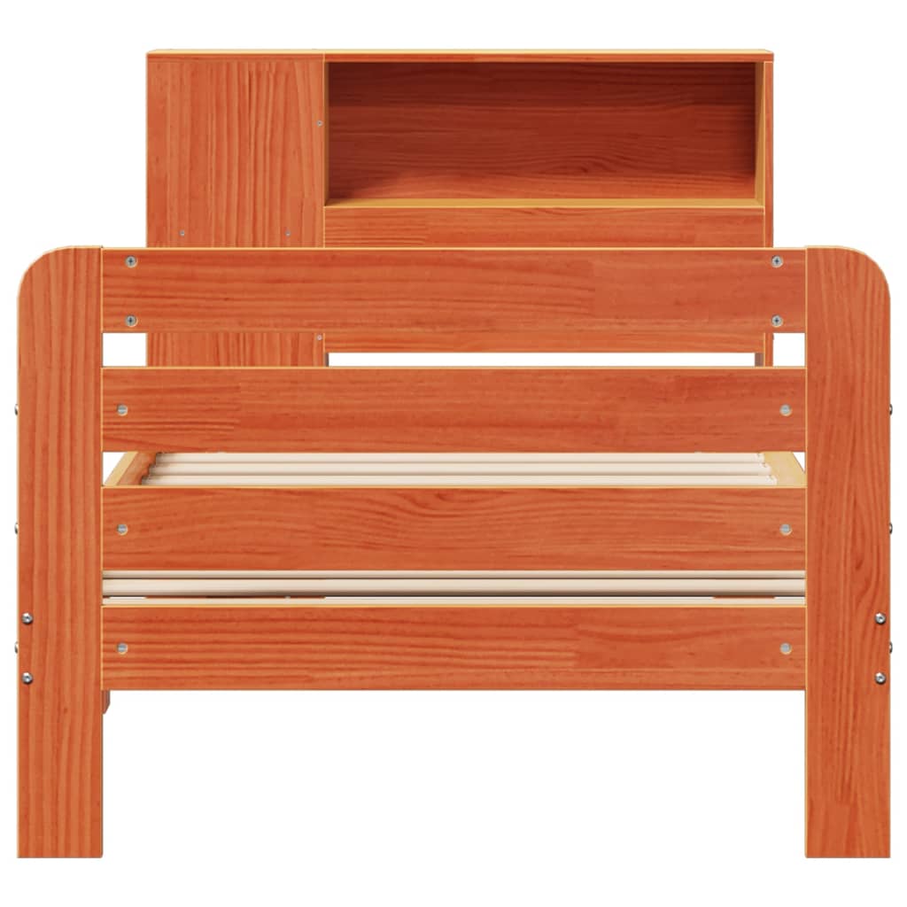 Massivholzbett ohne Matratze Wachsbraun 75x190 cm Kiefernholz