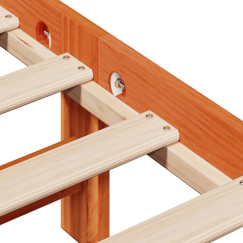 Massivholzbett ohne Matratze Wachsbraun 75x190 cm Kiefernholz