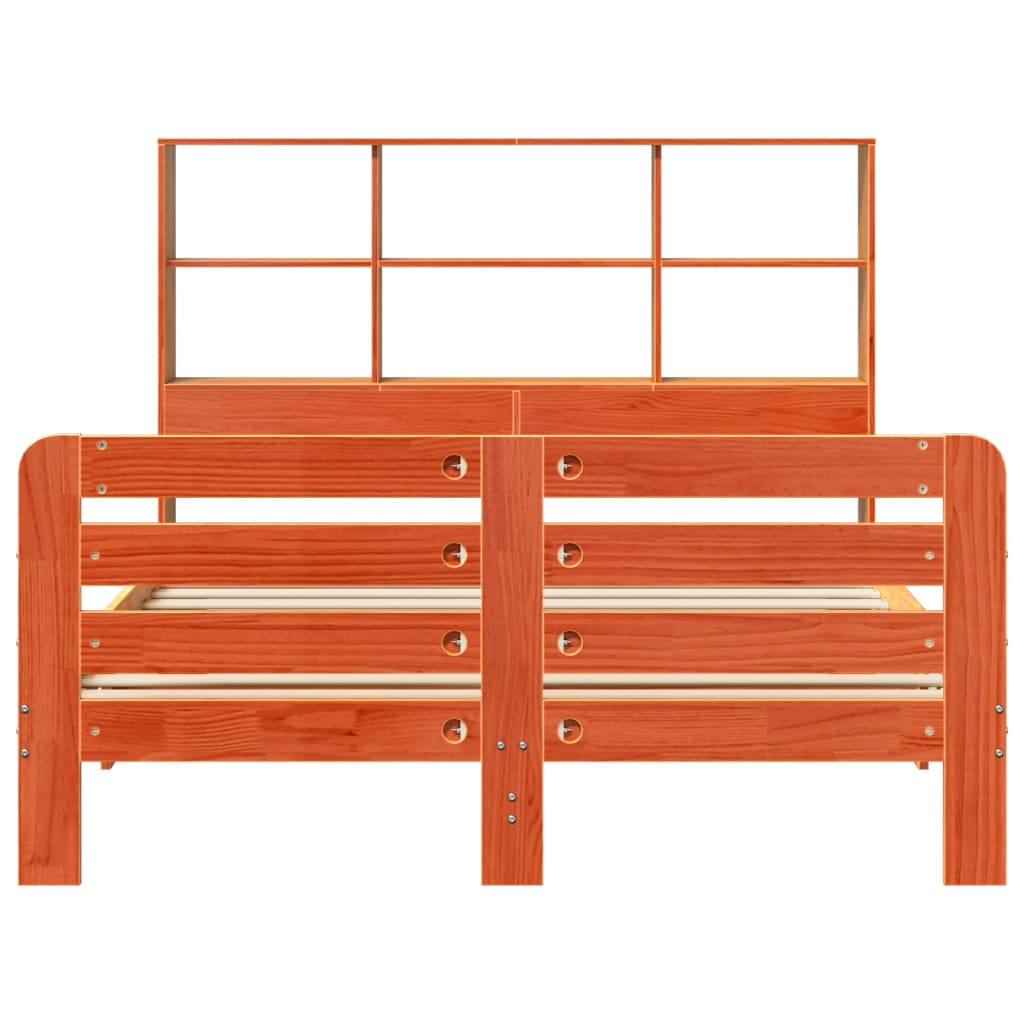 Massivholzbett ohne Matratze Wachsbraun 140x200 cm Kiefernholz