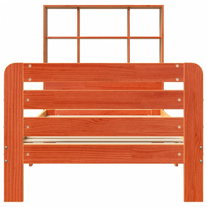 Massivholzbett ohne Matratze Wachsbraun 75x190 cm Kiefernholz