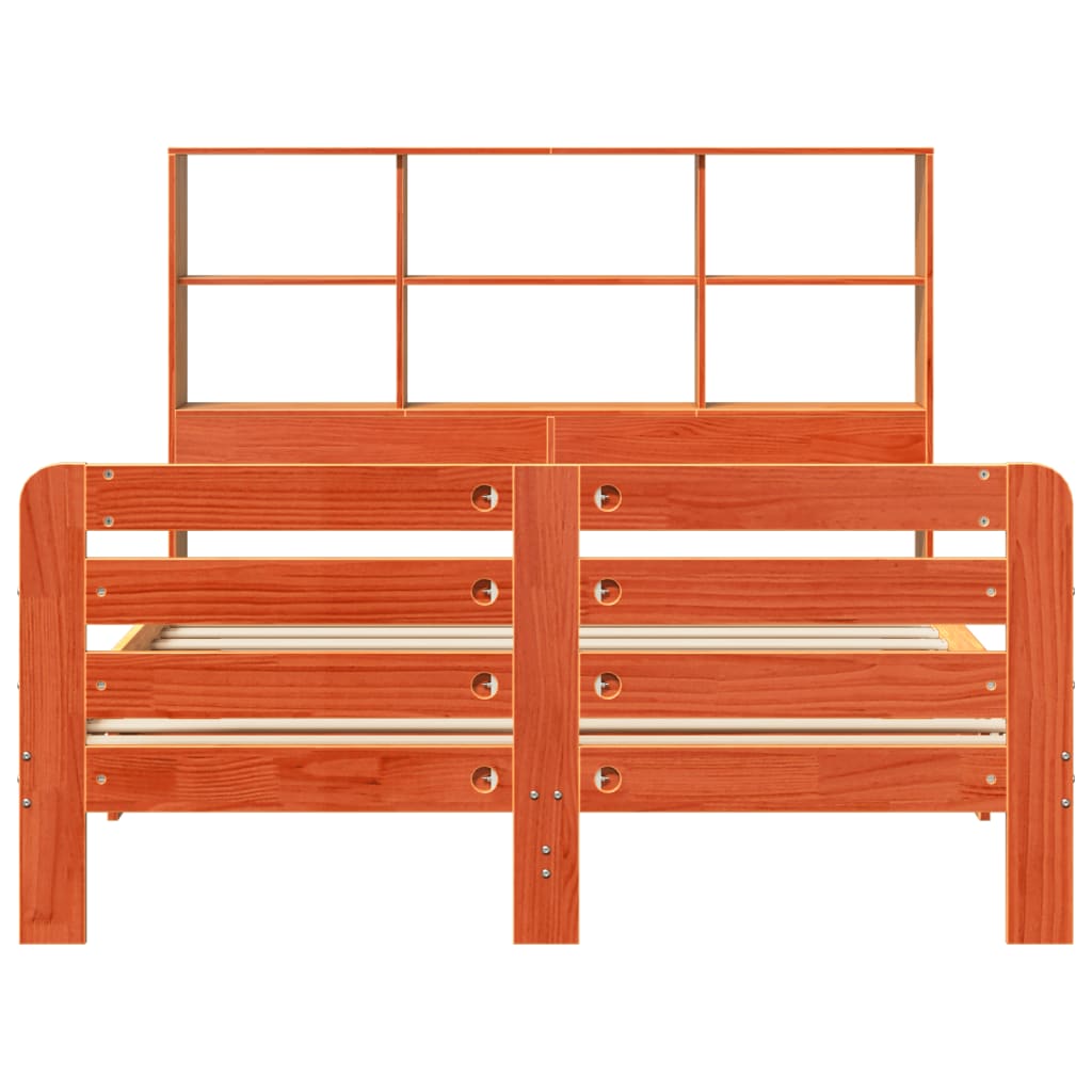 Massivholzbett ohne Matratze Wachsbraun 140x190 cm Kiefernholz