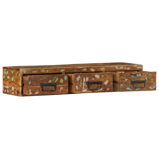 TV-vægskab 100x30x19 cm massivt genbrugstræ