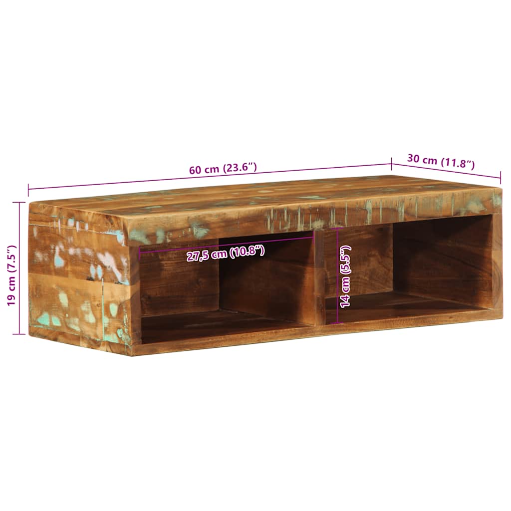 Tv-vægskab 60x30x19 cm massivt genbrugstræ