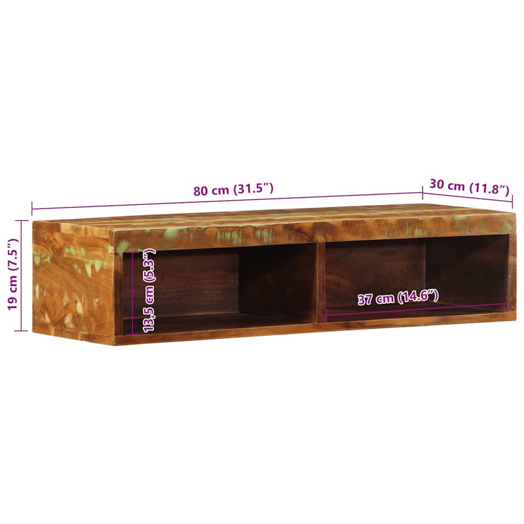 Tv-vægskab 80x30x19 cm massivt genbrugstræ