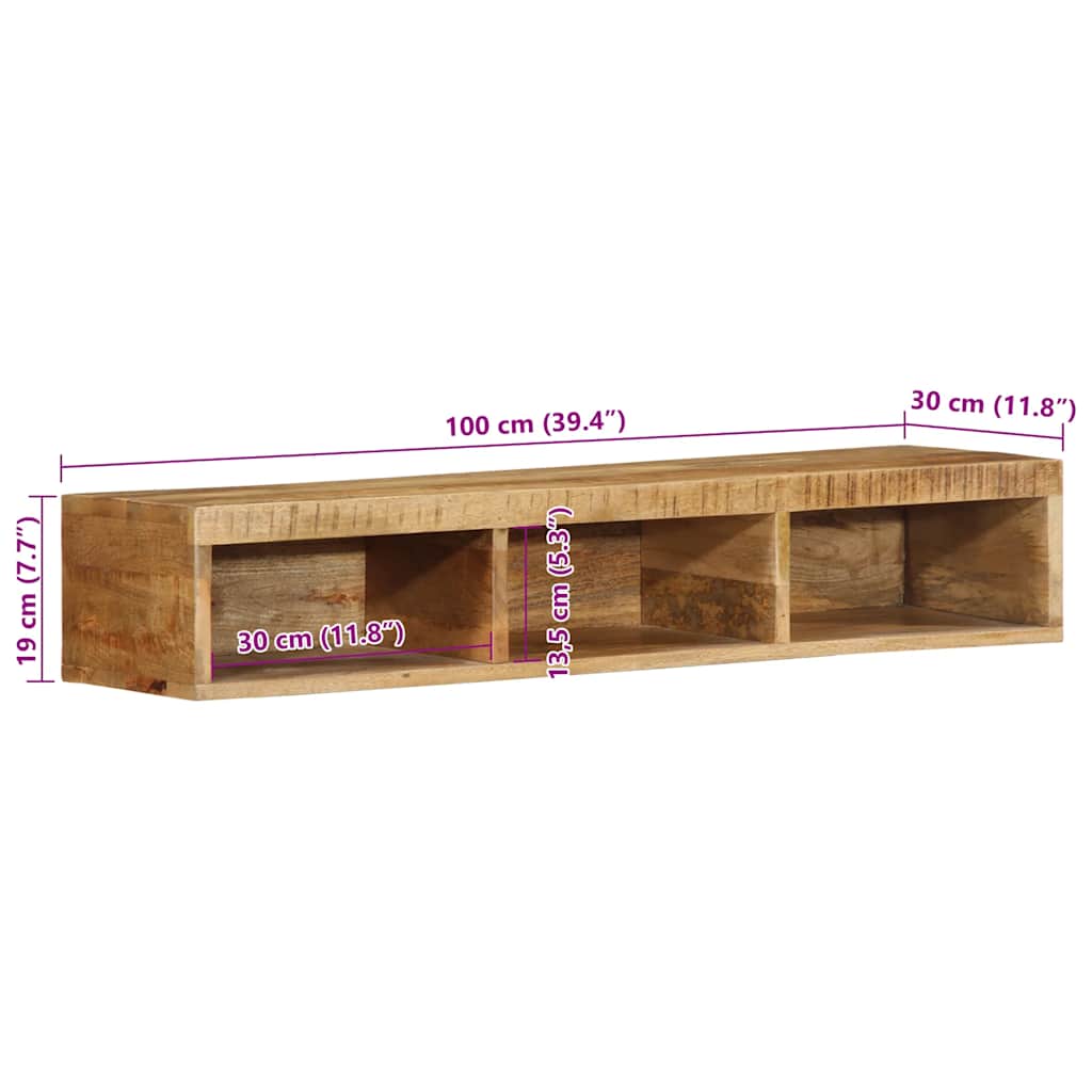 Tv-vægskab 100x30x19 cm Groft mangotræ