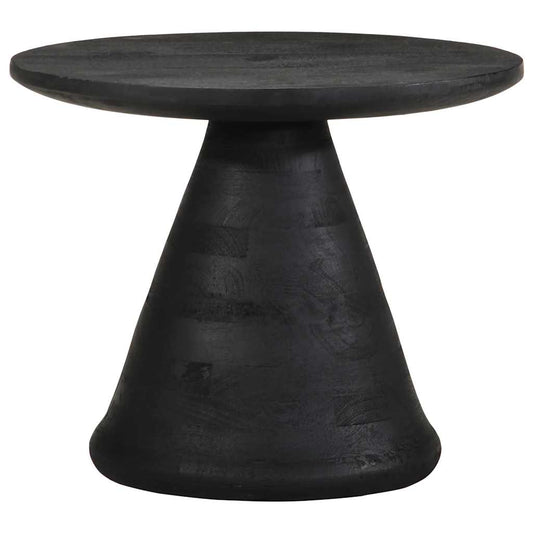 Beistelltisch Schwarz Ø50x40 cm Massivholz Mango