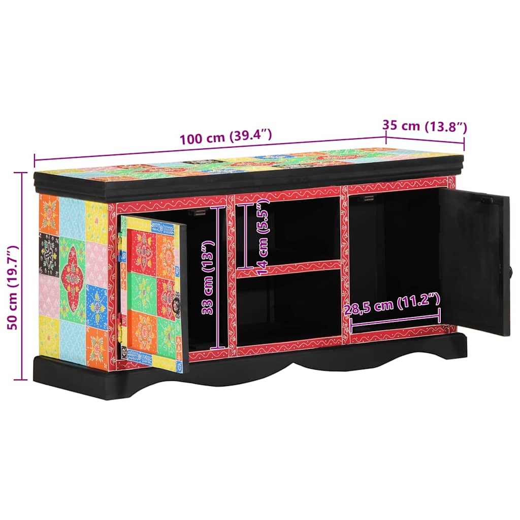 TV-Schränk Mehrfarbig 100 x 35 x 50 cm Massivholz Mango