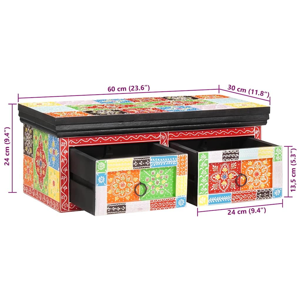 TV-Schrank Mehrfarbig 60 x 30 x 24 cm Massivholz Mango