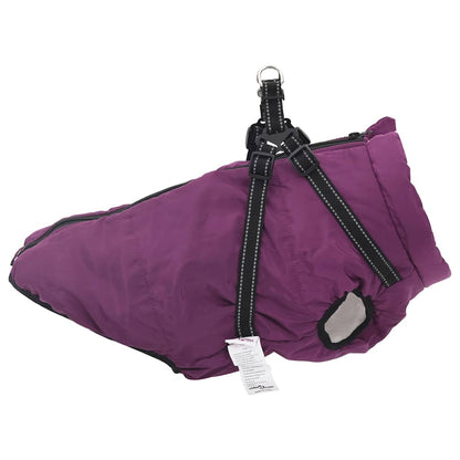 Hundemantel mit Geschirr Wasserdicht Reflektierend Lila L48