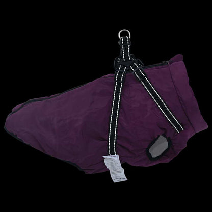 Hundemantel mit Geschirr Wasserdicht Reflektierend Lila L48
