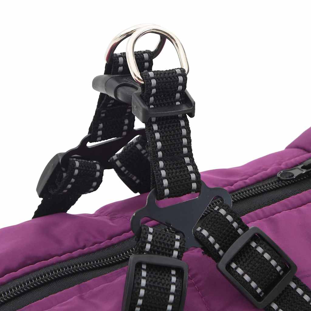 Hundemantel mit Geschirr Wasserdicht Reflektierend Lila L48
