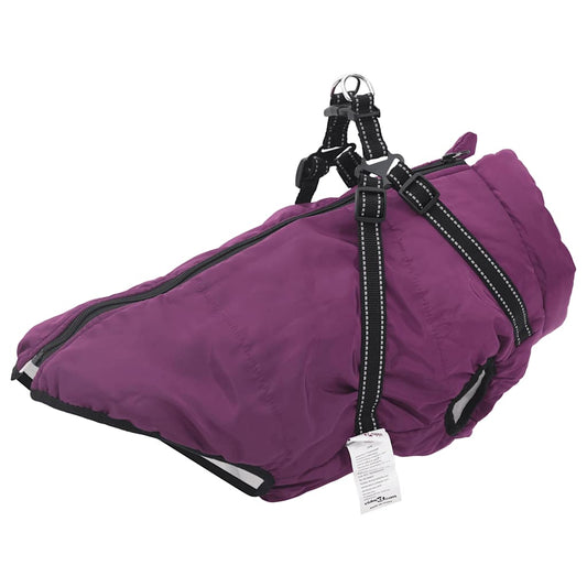 Hundemantel mit Geschirr Wasserdicht Reflektierend Lila L68