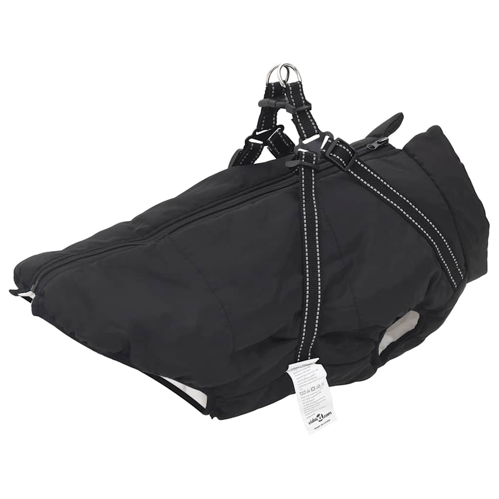 Hundemantel mit Geschirr Wasserdicht Reflektierend Schwarz L48