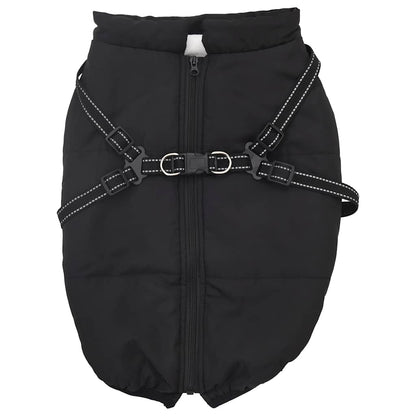 Hundemantel mit Geschirr Wasserdicht Reflektierend Schwarz L48