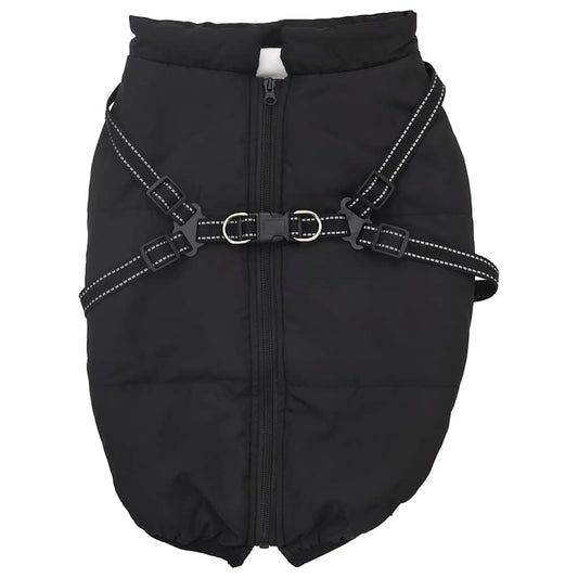 Hundemantel mit Geschirr Wasserdicht Reflektierend Schwarz L48