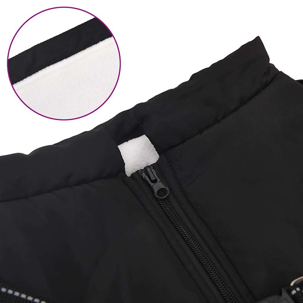 Hundemantel mit Geschirr Wasserdicht Reflektierend Schwarz L48